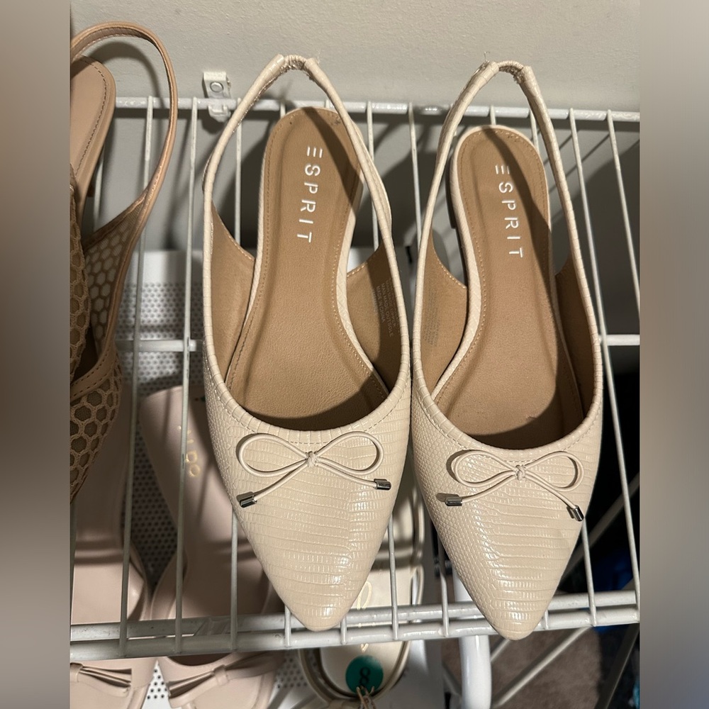 Esprit Women's Beige Textured Slingback Flats